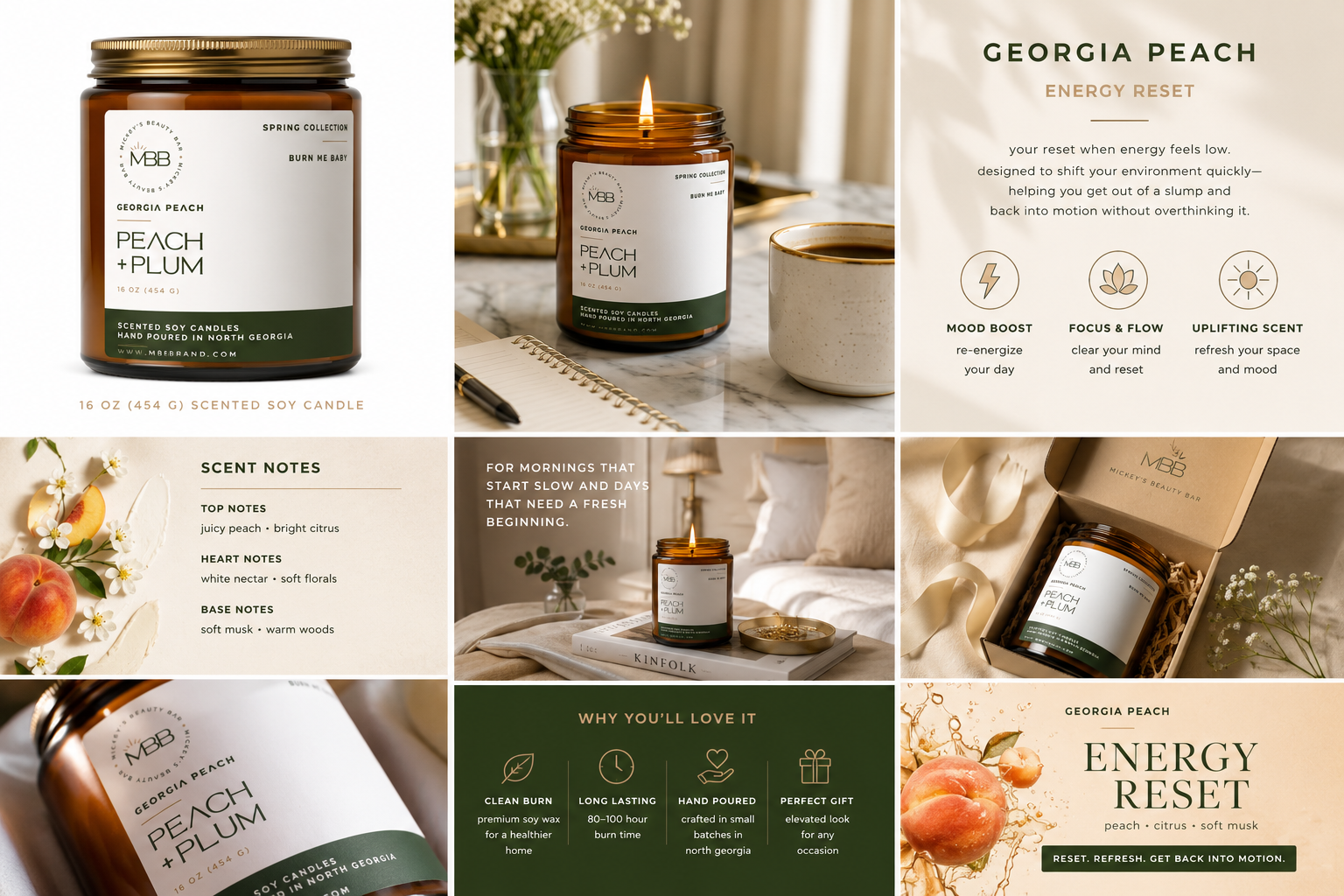 georgia peach candle | mood boost | for low energy days