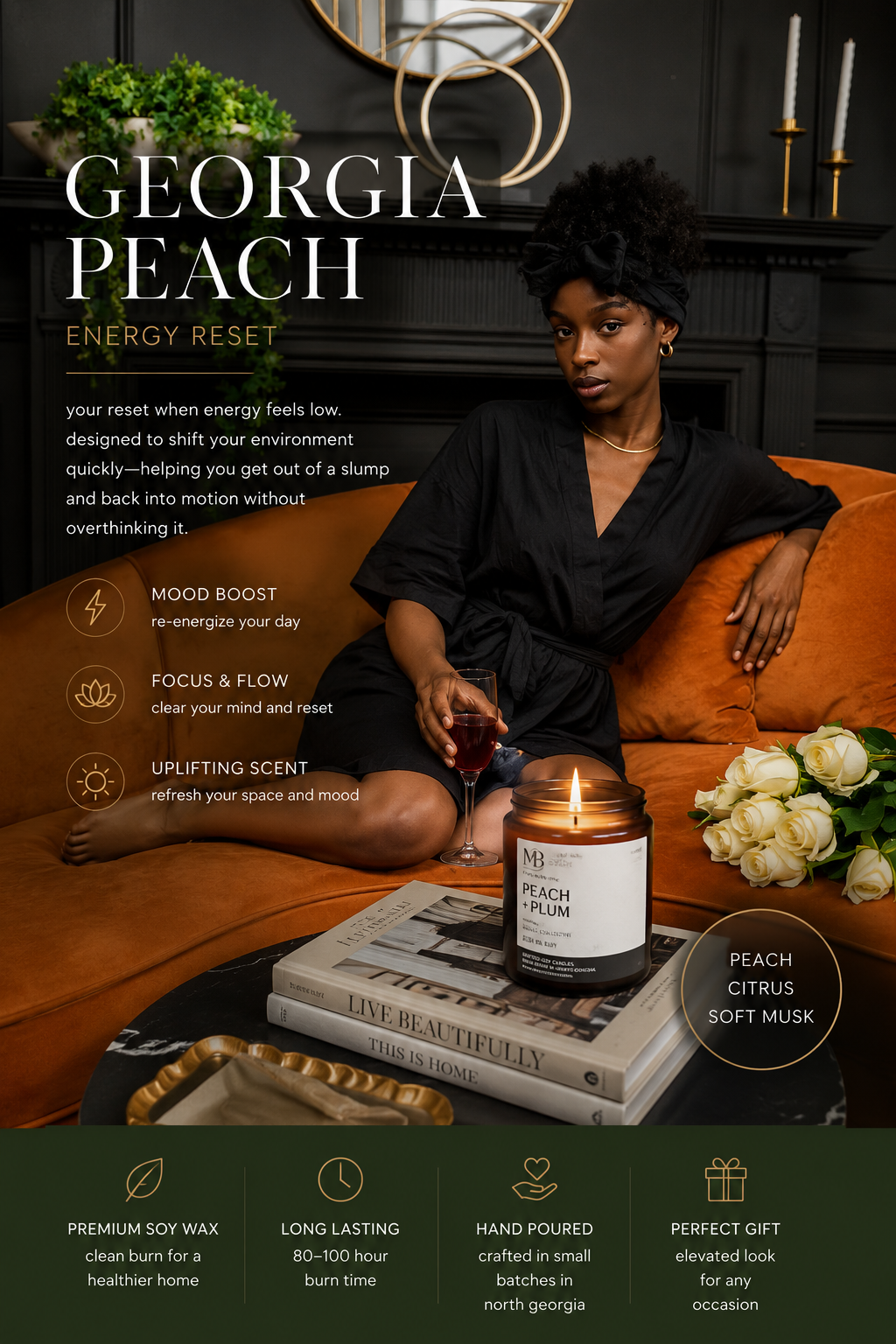 georgia peach candle | mood boost | for low energy days